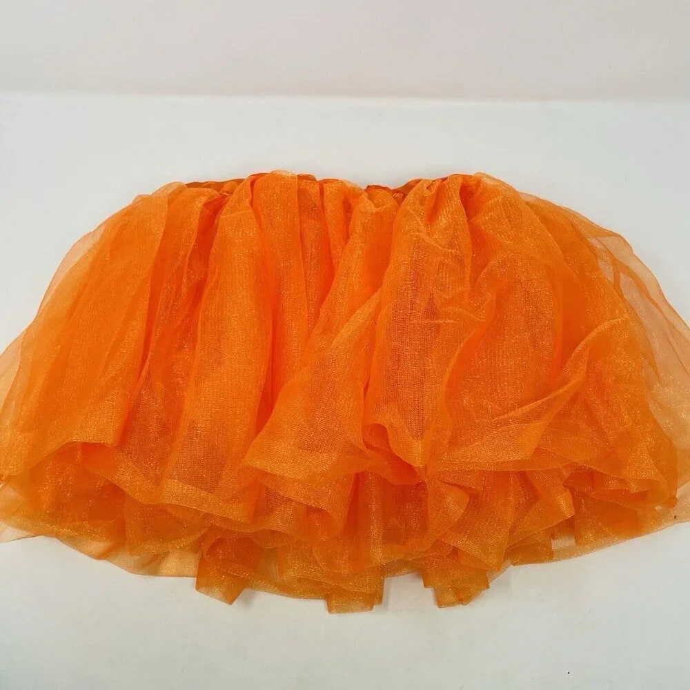 Youth Child Size S/M Mesh Tutu Skirt Orange Ideal for Play Pretend Halloween 444